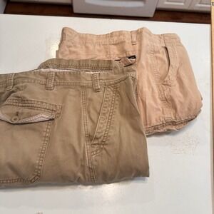2 Pairs Cargo Shorts Mens‎ Size 46 Khaki Tan Active Hiking Walking Outdoor Dad